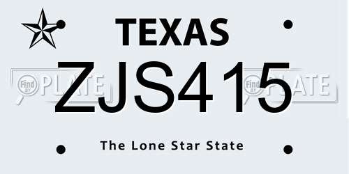 ZJS415 Texas License Plate