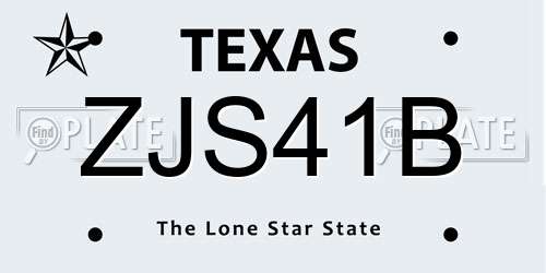 ZJS41B Texas License Plate