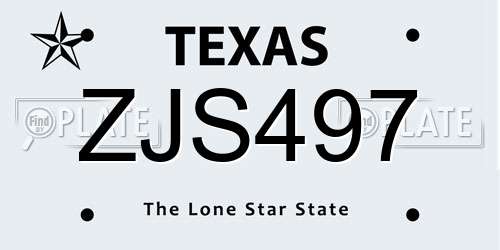 ZJS497 Texas License Plate