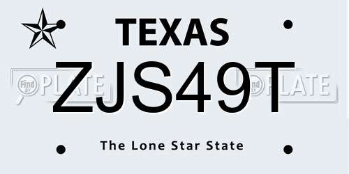 ZJS49T Texas License Plate