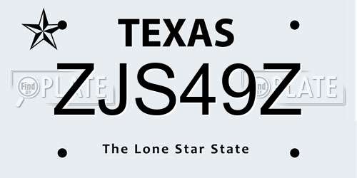ZJS49Z Texas License Plate
