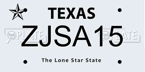 ZJSA15 Texas License Plate