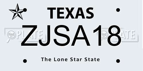 ZJSA18 Texas License Plate