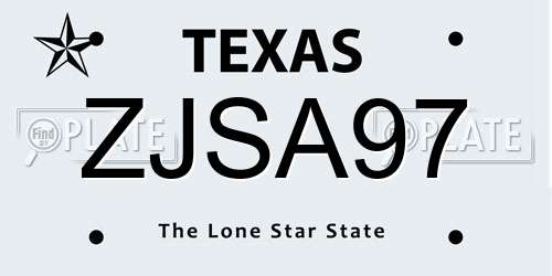 ZJSA97 Texas License Plate
