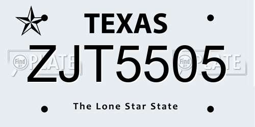 ZJT5505 Texas License Plate