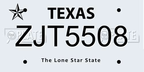 ZJT5508 Texas License Plate
