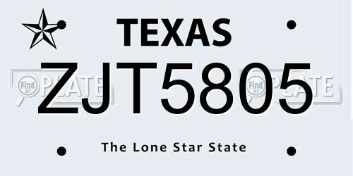ZJT5805 Texas License Plate