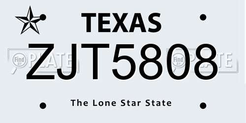 ZJT5808 Texas License Plate