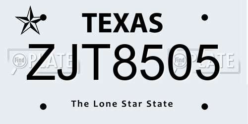 ZJT8505 Texas License Plate