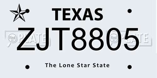 ZJT8805 Texas License Plate