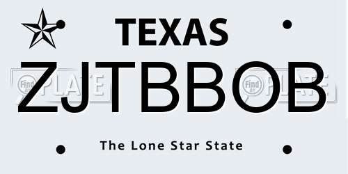ZJTBBOB Texas License Plate