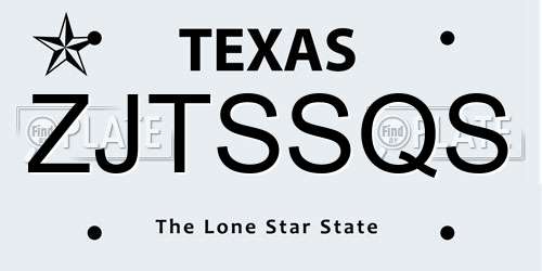 ZJTSSQS Texas License Plate