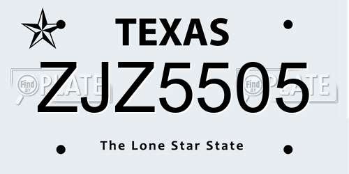 ZJZ5505 Texas License Plate