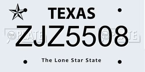 ZJZ5508 Texas License Plate