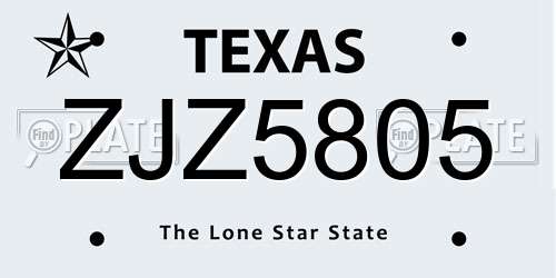 ZJZ5805 Texas License Plate