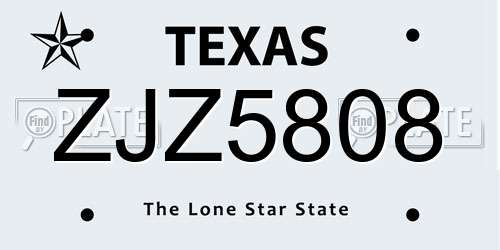 ZJZ5808 Texas License Plate