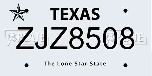 ZJZ8508 Texas License Plate