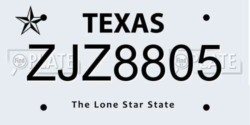 ZJZ8805 Texas License Plate