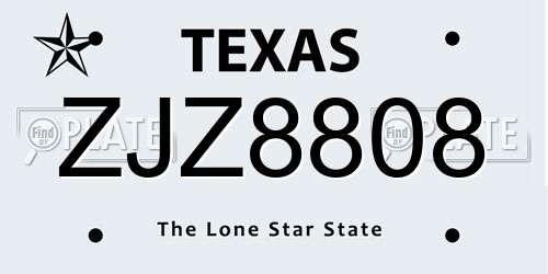 ZJZ8808 Texas License Plate