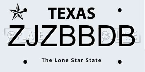 ZJZBBDB Texas License Plate