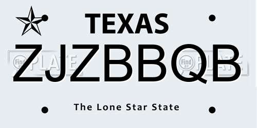 ZJZBBQB Texas License Plate