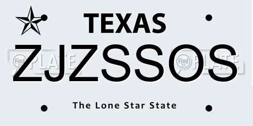 ZJZSSOS Texas License Plate