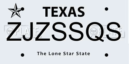 ZJZSSQS Texas License Plate