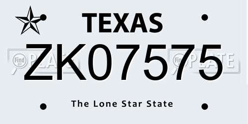 ZK07575 Texas License Plate