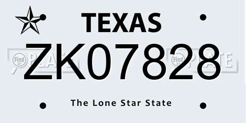 ZK07828 Texas License Plate