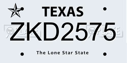 ZKD2575 Texas License Plate