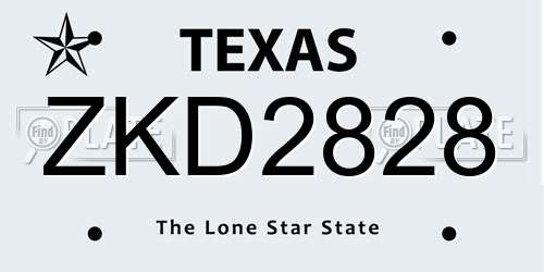 ZKD2828 Texas License Plate