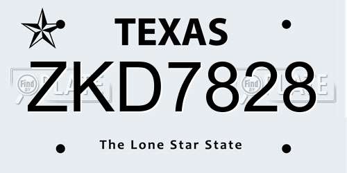 ZKD7828 Texas License Plate