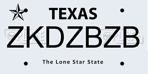 ZKDZBZB Texas License Plate