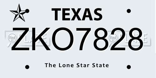 ZKO7828 Texas License Plate