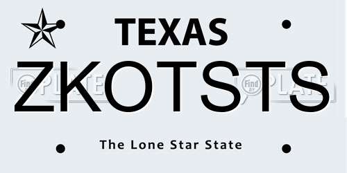 ZKOTSTS Texas License Plate