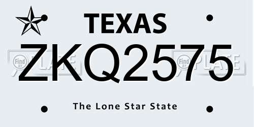 ZKQ2575 Texas License Plate