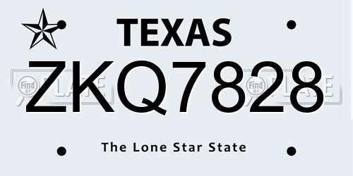 ZKQ7828 Texas License Plate