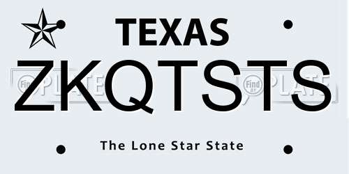 ZKQTSTS Texas License Plate