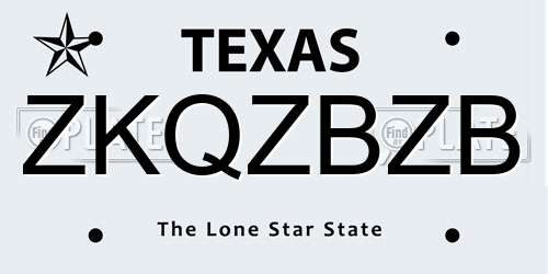 ZKQZBZB Texas License Plate