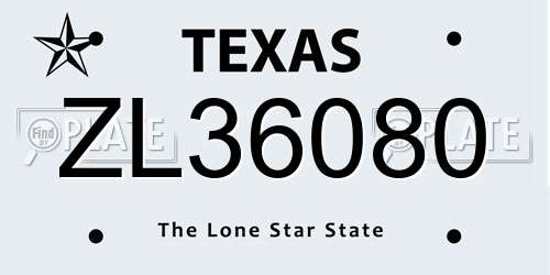 ZL36080 Texas License Plate