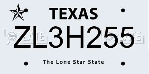 ZL3H255 Texas License Plate