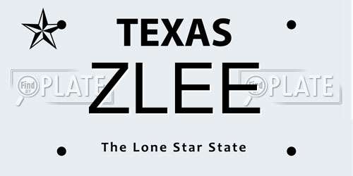ZLEE Texas License Plate