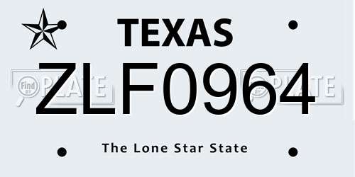 ZLF0964 Texas License Plate
