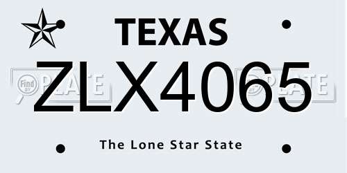 ZLX4065 Texas License Plate