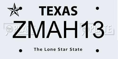 ZMAH13 Texas License Plate