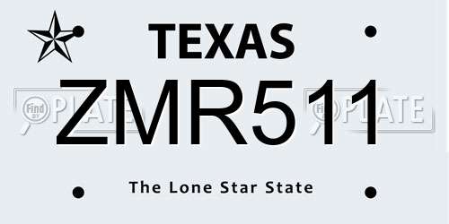 ZMR511 Texas License Plate