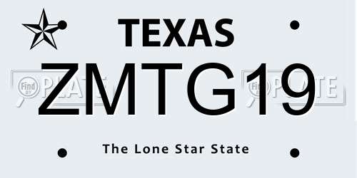 ZMTG19 Texas License Plate