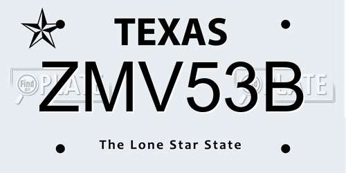 ZMV53B Texas License Plate