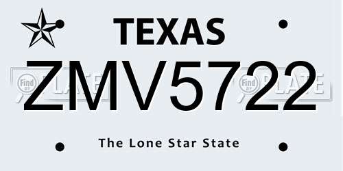 ZMV5722 Texas License Plate