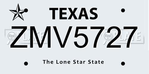 ZMV5727 Texas License Plate